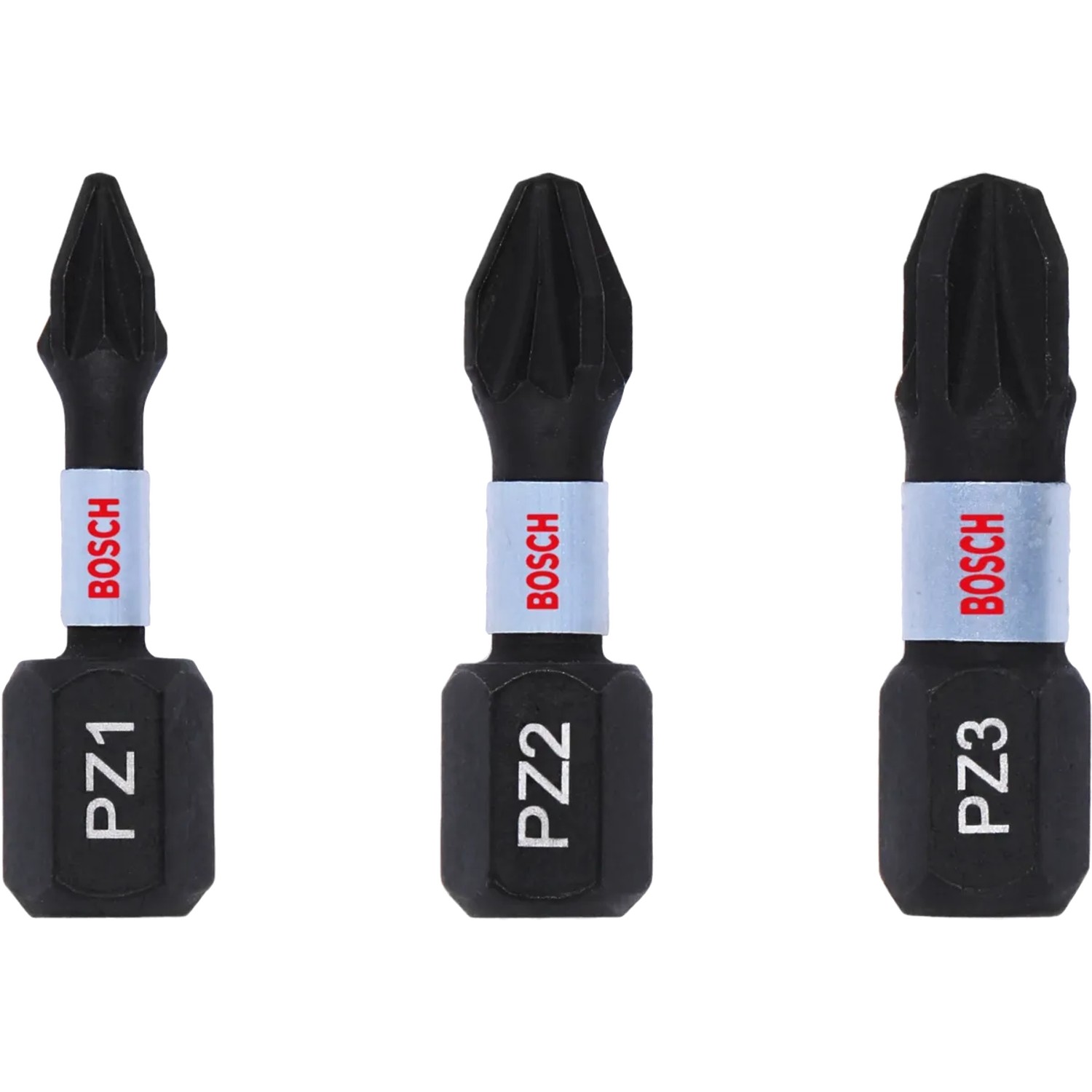 E-shop Bosch Súprava skrut. nástavcov Impact Control PZ1, PZ2, PZ3, 3 ks, 1/4", 25 mm