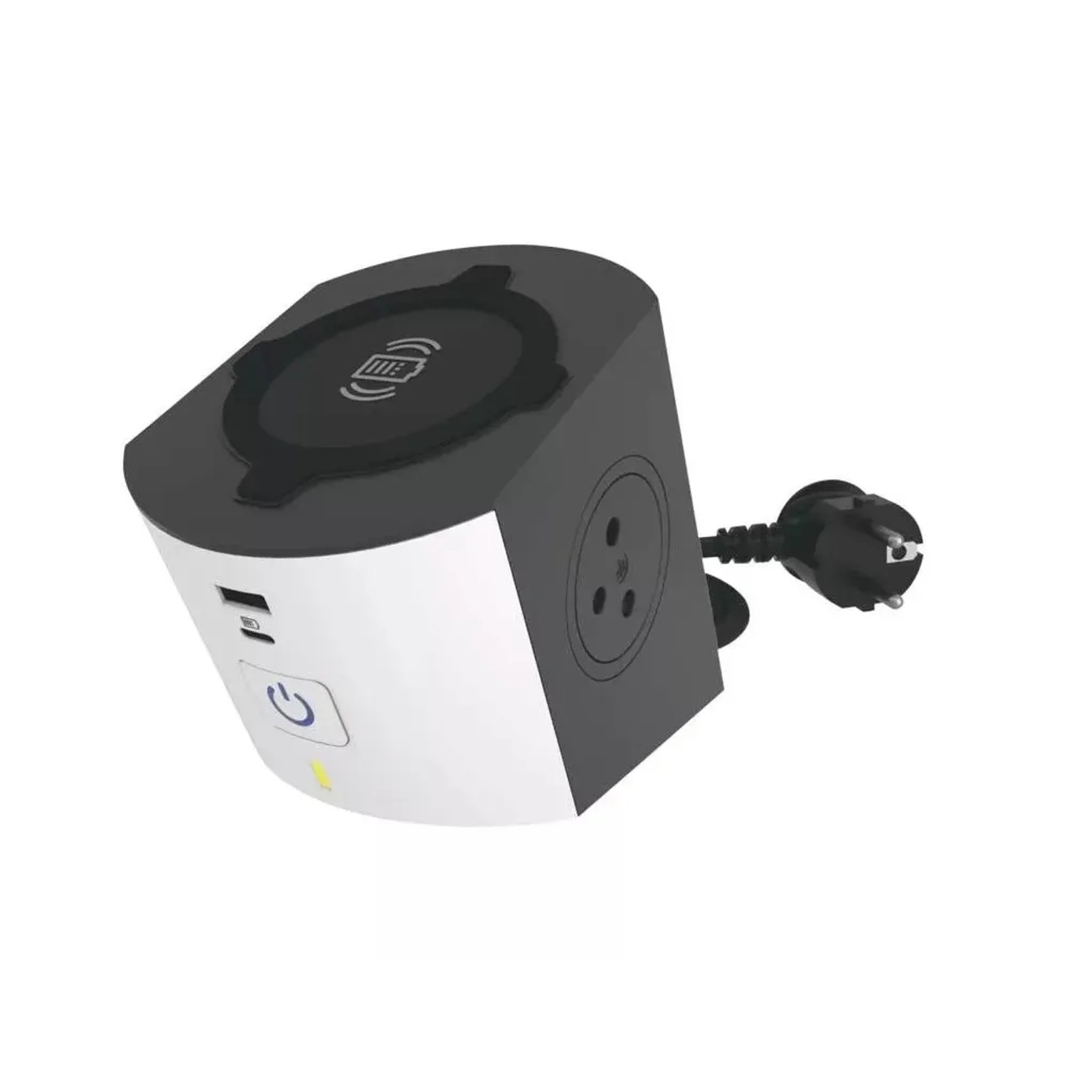 E-shop Legrand Predlž. zásuvka s bezdr. nabíjačka, USB A+C, 2 zásuvky, bielo-čierna 2 m