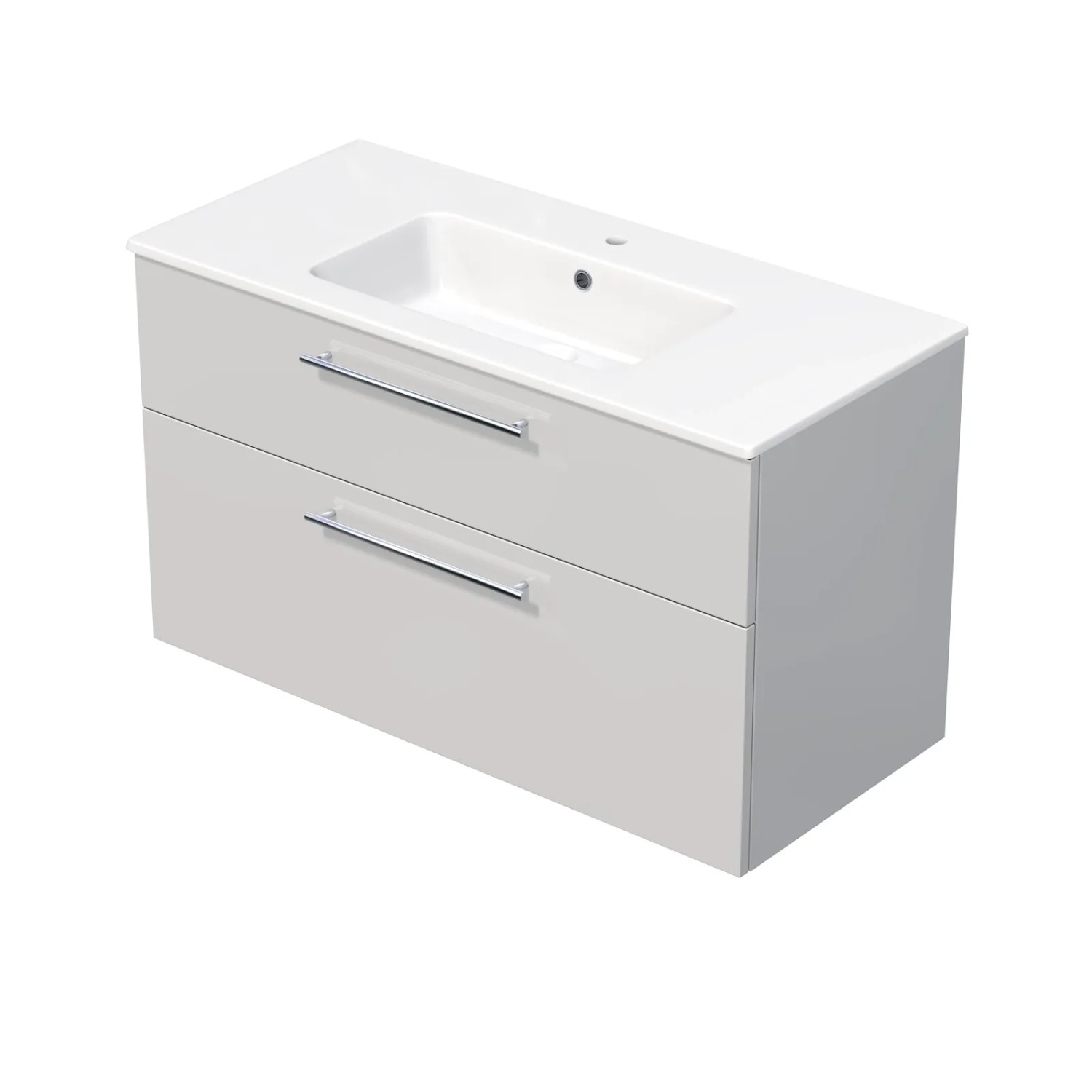 E-shop INTEDOOR Kúpeľ.skriňa+umývadlo BEE, úchyt chróm, 2 zás., š. 101 cm, biela lesk