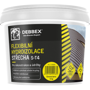 Vedro s flexibilnou hydroizoláciou strechy Debbex, vhodné na utesnenie budov.