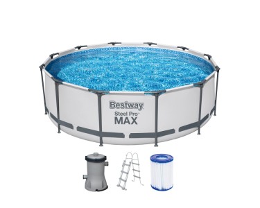 Bestway Bazén Steel Pro MAX vr. kartušové filtrácie, sv. sivý pr. 366 x 100 cm