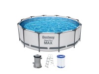 Bestway Bazén Steel Pro MAX vr. kartušové filtrácie, sv. sivý pr. 366 x 100 cm