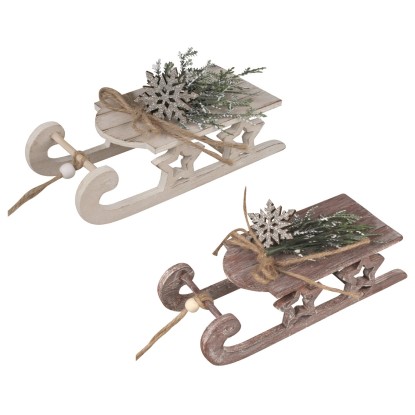 Anděl Přerov Drevené sánky s dekoráciou, 18 x 7 x 5 cm