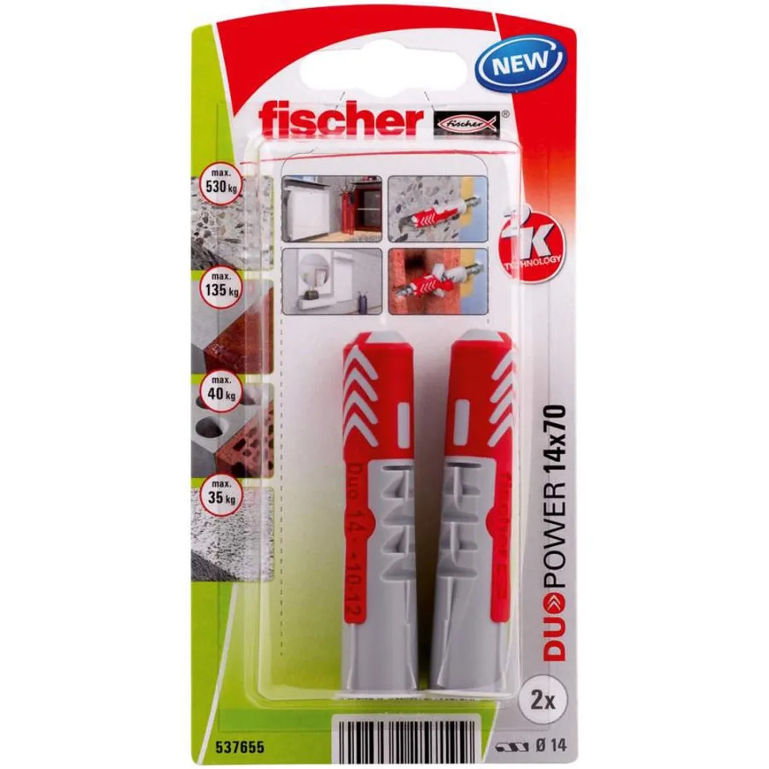 E-shop Fischer Hmoždinka DuoPower 14 x 70 K NV, 2 ks