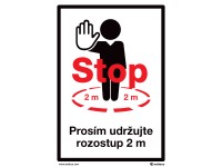 Samolepka Prosím udržujte rozostup 2m, 210 mm x 297 mm