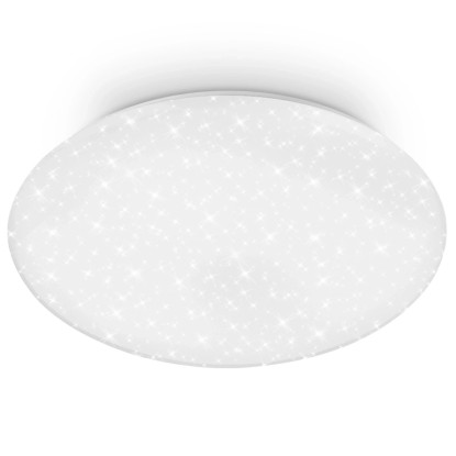 Biele okrúhle LED stropné svietidlo Brilo s trblietavým efektom hviezdnej oblohy. Moderná lampa Ø 48,5 cm.