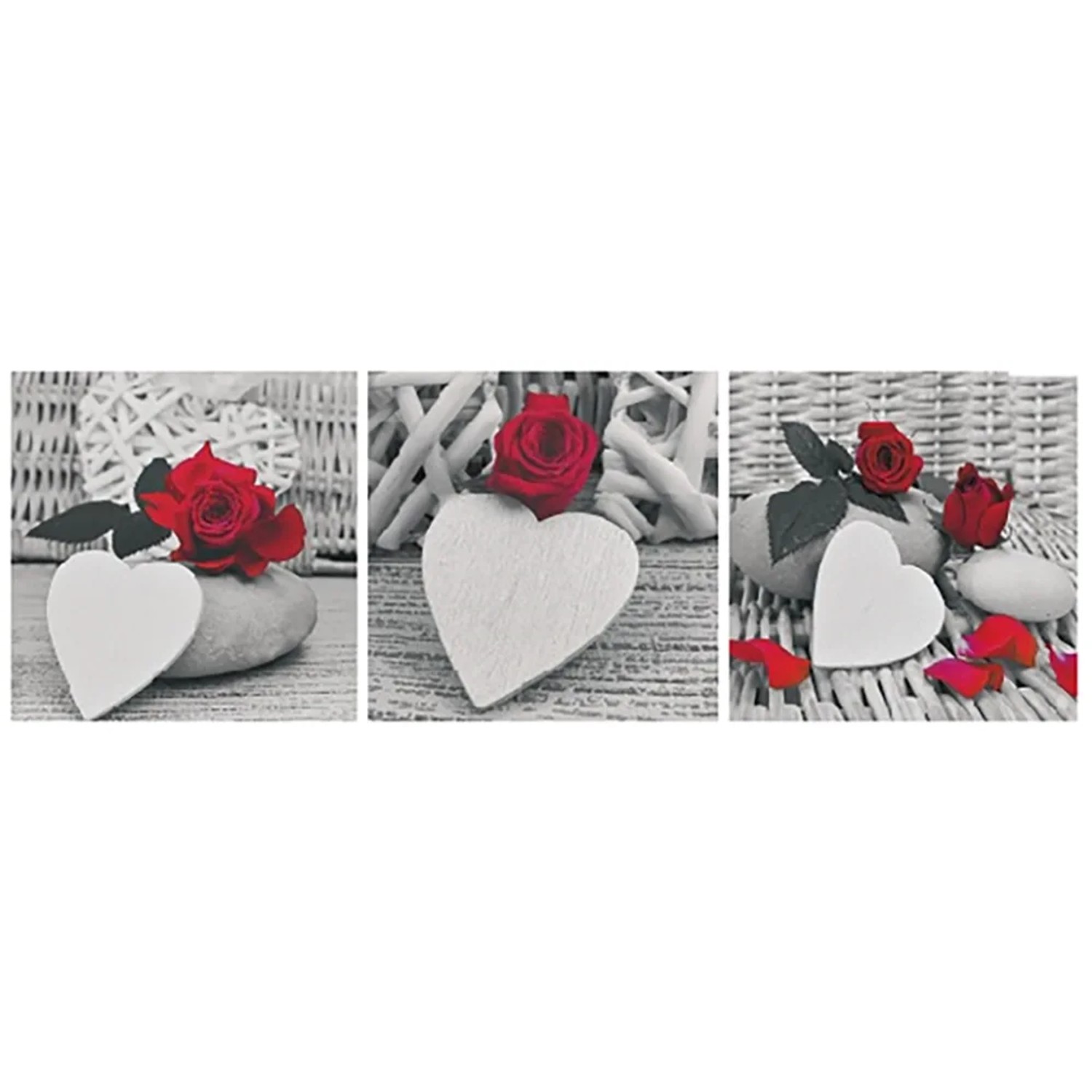 E-shop Bondecor 3dielna súprava obrazov Srdce 30 x 90 cm