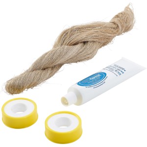 Tesniaca súprava na závity, 3-dielna: konope, tesniaca pasta, PTFE páska pre inštalatérske a kúrenárske práce.