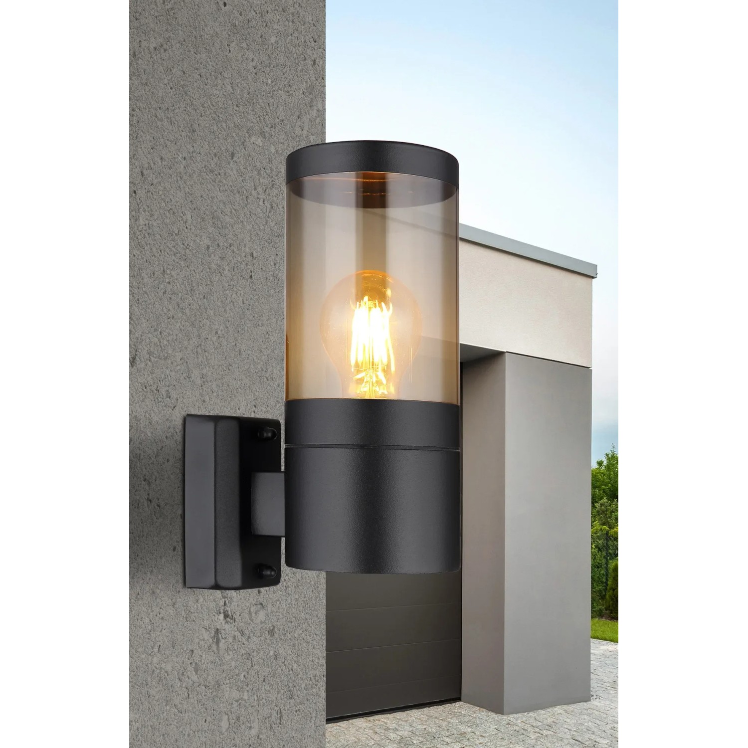 E-shop GLOBO Vonkajšie svietidlo XELOO čierna/dymová E27 60 W 102 x 240 x 155 mm
