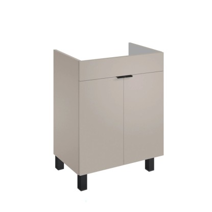 Kúpeľňová skrinka Roca Cheese 2.0, 60 cm, Fume Matt s 2 soft-close dvierkami a čiernymi nožičkami. Moderná.