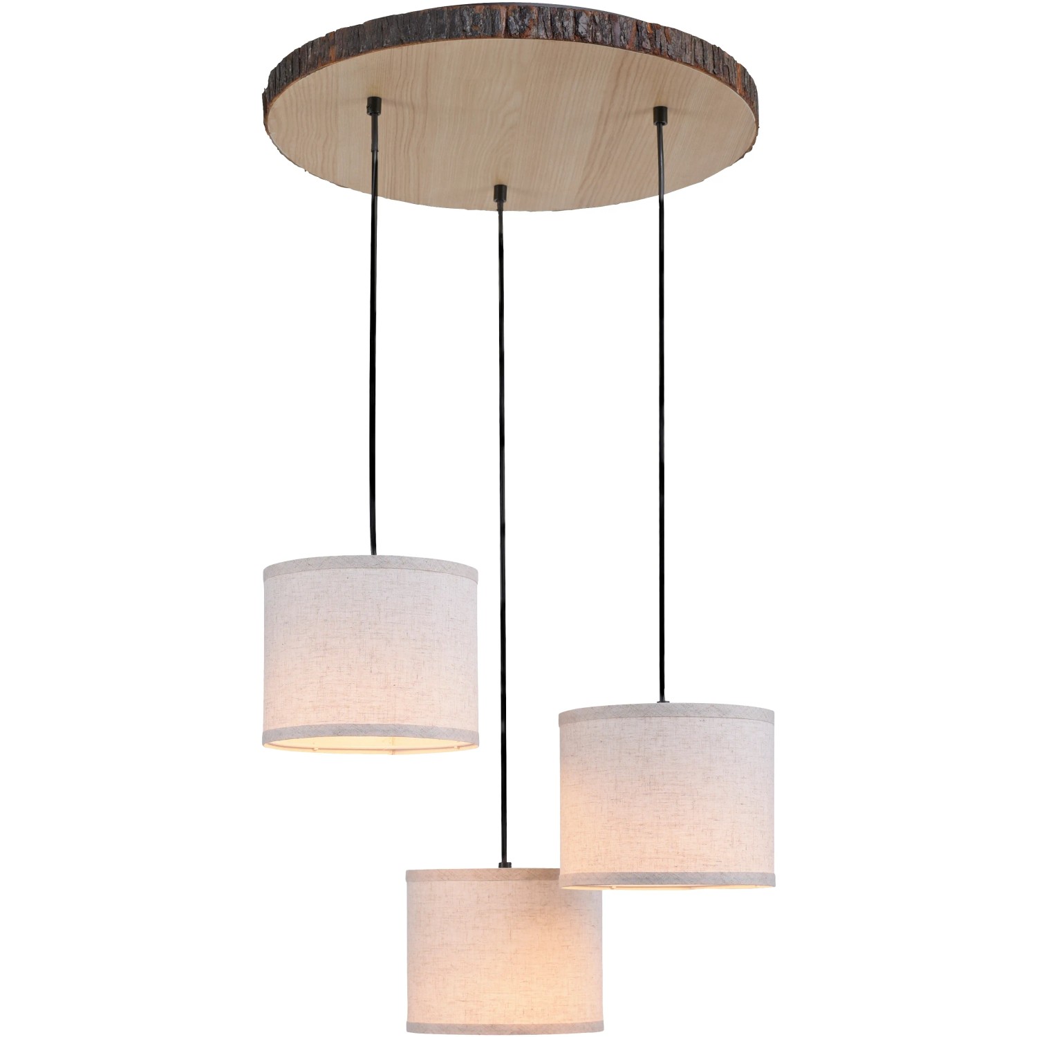 E-shop Just Light. Závesné svietidlo Bark, 3xE27, dekor dreva, pr. 52 x 120 cm
