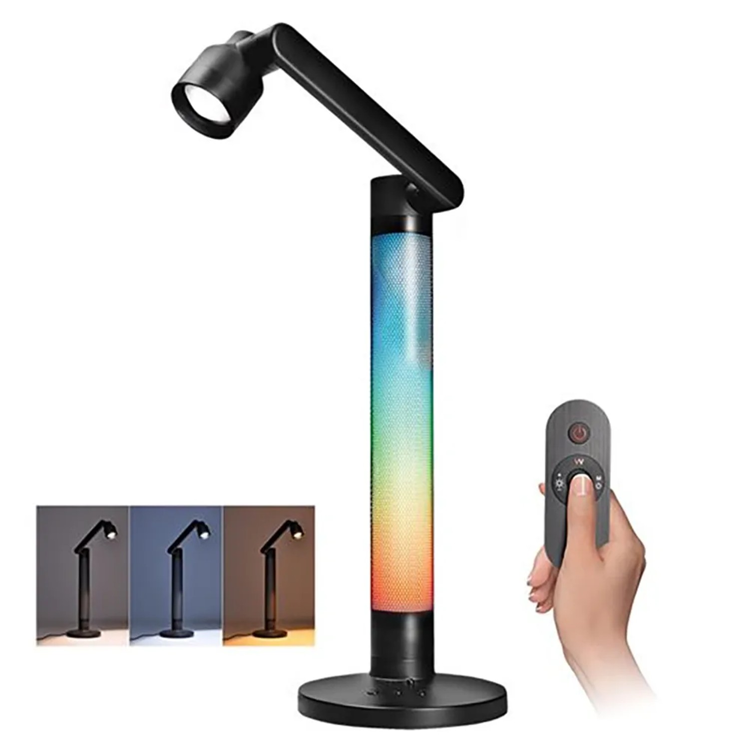 E-shop SOLIGHT LED stolná lampa 10W 600lm 3000-5000K+RGB čierna 36,5x15,5x25 cm