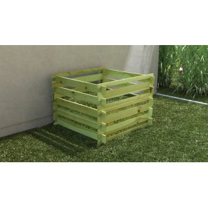 Zelený drevený kompostér, 500 l, tlakovo impregnovaný, pre záhradný odpad.