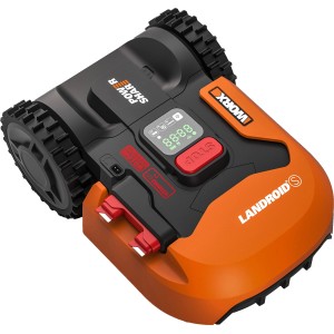 Robotická kosačka Worx Landroid S300, oranžovo-čierna, s displejom a batériou PowerShare.