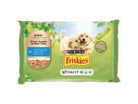 Purina Konzerva pre psov Friskies Junior s kuraťom a mrkvou v šťave 4 x 85 g