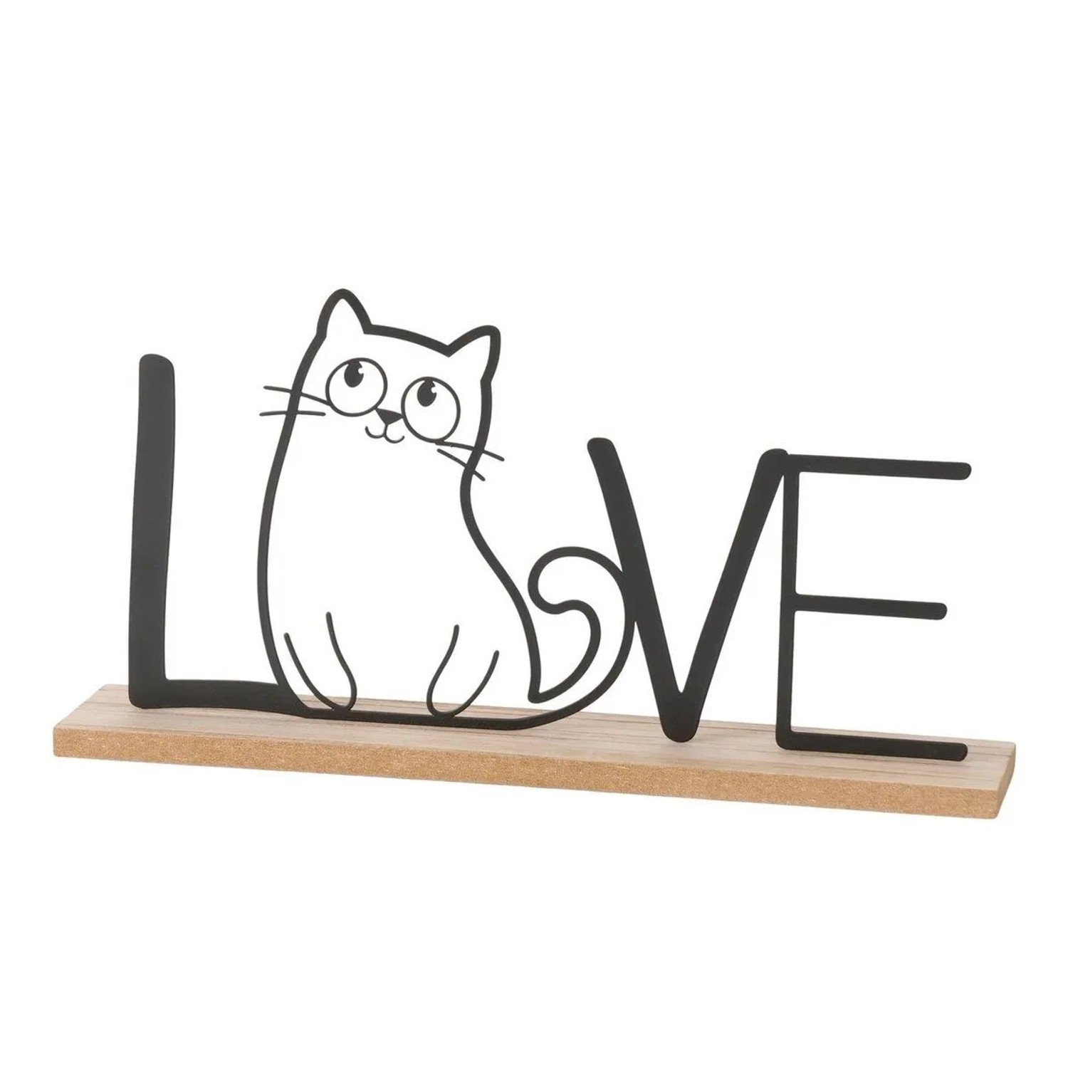 E-shop Boltze Dekoratívny nápis s mačkou Mollie Love, 19,2 x 38 x 7,9 cm