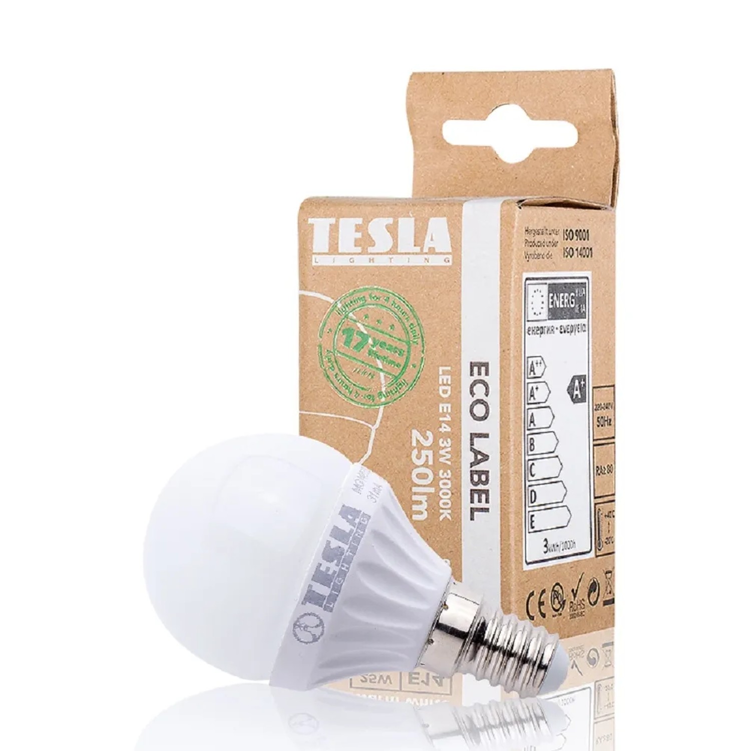 E-shop TESLA LED žiarovka P45, E14, 3 W, 250 lm, 3000 K