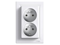 Schneider Electric Dvojitá zásuvka 2P+PE Asfora, 16 A - 250 V, biela