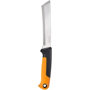 Zberový nôž Fiskars X-series K82, záhradný ručný nástroj s oranžovo-čiernou rukoväťou a striebornou čepeľou.