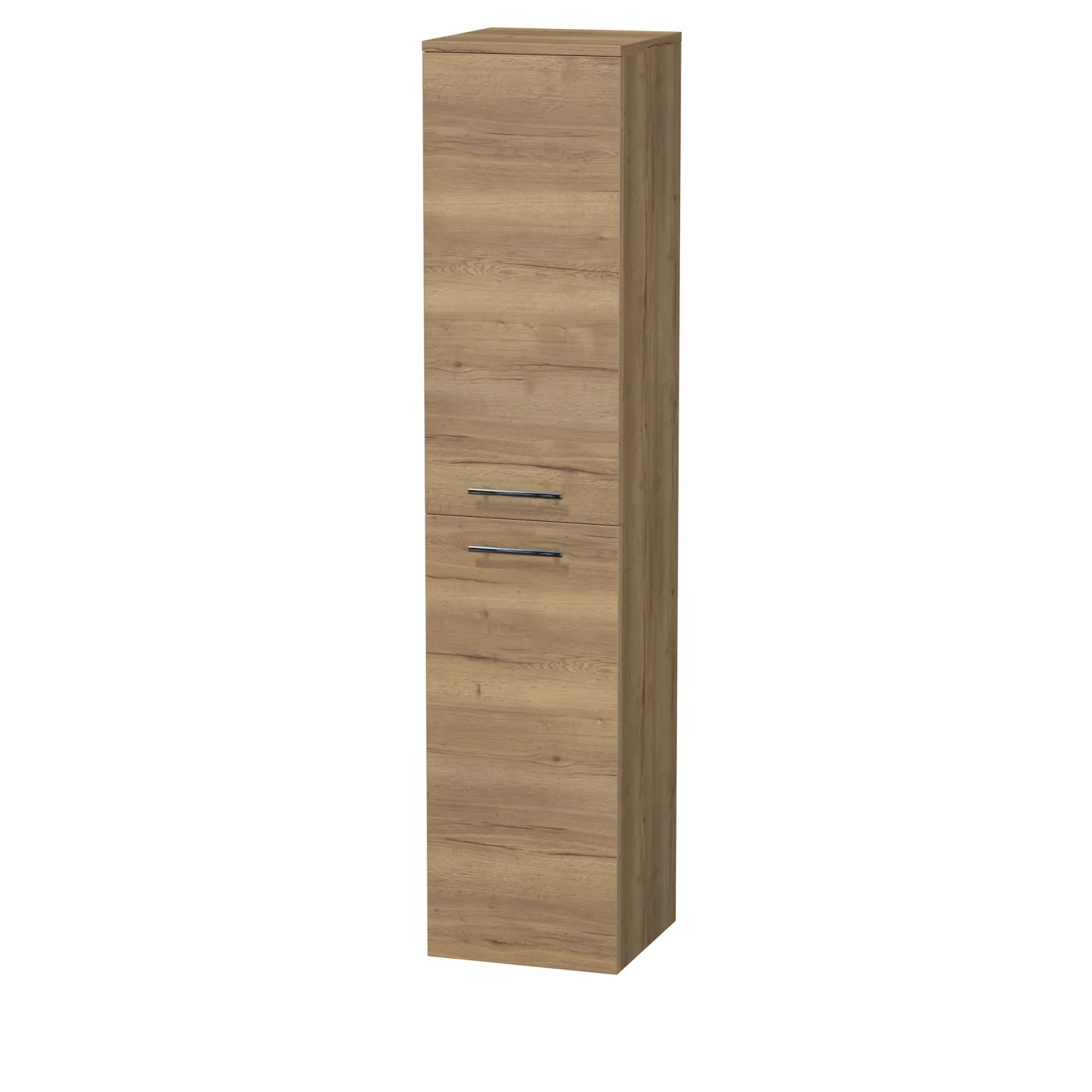 E-shop INTEDOOR Vysoká skriňa BEE, ľavá, úchyt chróm, 2dvere, kôš, š. 35cm, dub Halifax