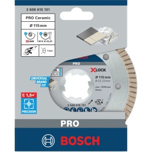 Bosch X-Lock diamantový rezací kotúč na keramiku, Ø 115 mm, so segmentovým okrajom, v balení. Príslušenstvo uhlovej brúsky.
