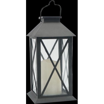 EURAKLES LED solárna lampa so sviečkou čierna/biely plamienok 305 x 140 x 140 mm