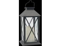 EURAKLES LED solárna lampa so sviečkou čierna/biely plamienok 305 x 140 x 140 mm