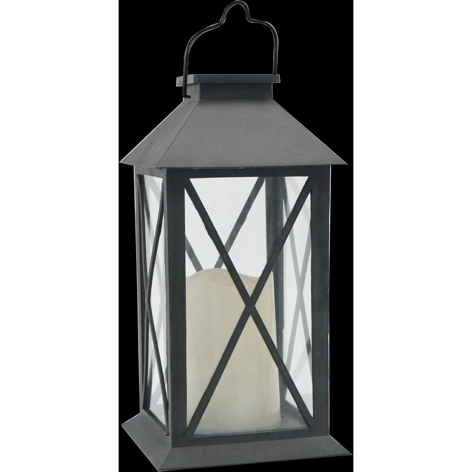 E-shop EURAKLES LED solárna lampa so sviečkou čierna/biely plamienok 305 x 140 x 140 mm