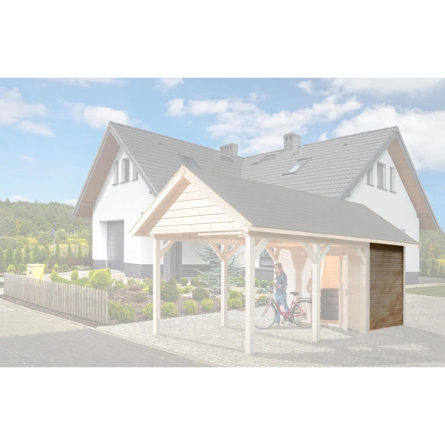 E-shop Weka Bočná stena WekaLine pre prístrešky na auto, prírodné, 181 x 210 cm