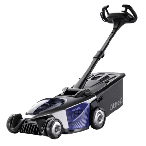 Akumulátorová kosačka Litheli EasySurge s 2 batériami, šírkou záberu 43 cm a zberným košom.