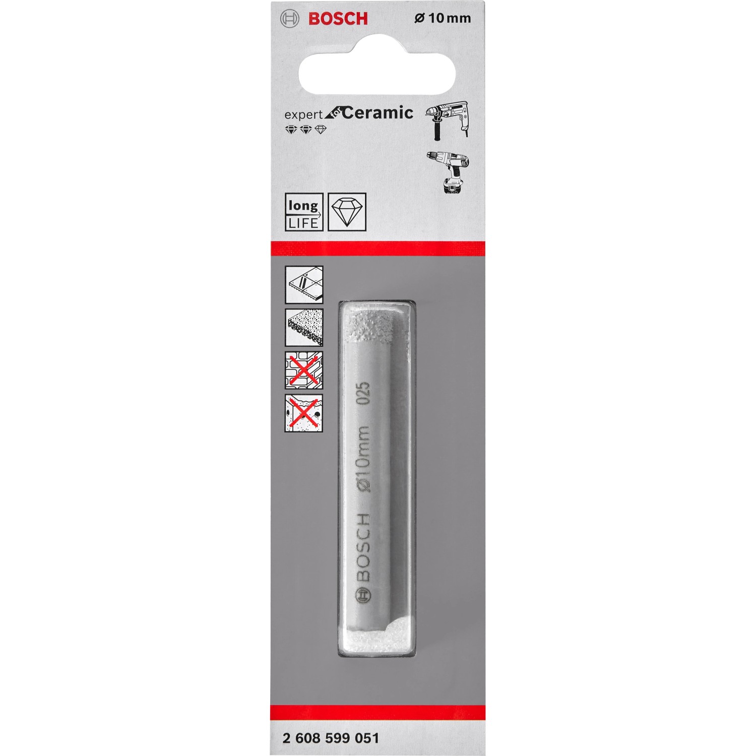 E-shop Bosch Diamantový vrták do dlaždice, pr. 10 x 66 mm
