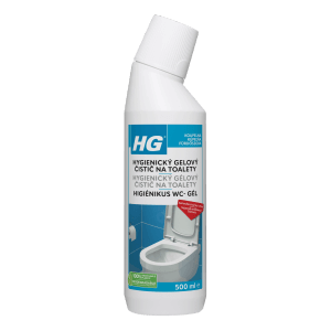Fľaša HG čistiaceho prostriedku na WC, hygienický gél na toalety.