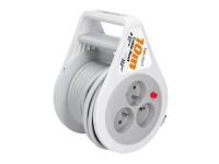 Solight Predlžovací prívod na bubne, IP20, 3 zásuvky, 3x 1,0 mm2, sivá, 10 m