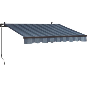Modrá pruhovaná markízová látka 300x200 cm ako náhrada za kĺbové markízy.