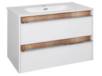 A-Interiéry Závesná kúpeľň. skrinka Felipe 80 s keram. umývadlom 80 cm biela/dub