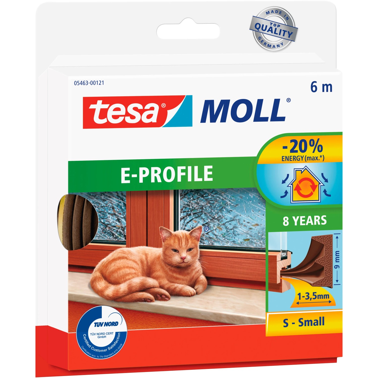 E-shop tesa Gumové tesnenie pre dvere a okná tesamoll E-profil, hnedá 6 m x 9 mm x 4 mm