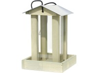 Vtáčie krmítko, borovicové drevo/akrylové sklo/zinok, 19 x 19 x 28 cm