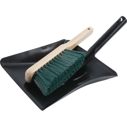 Súprava kovovej lopatky a drevenej metličky, 2dielna