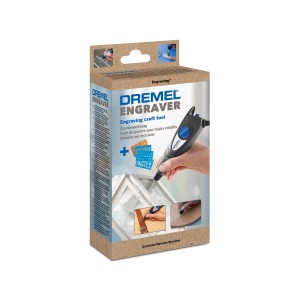 Dremel 290-3 Gravírovačka Hobby Edition v krabici, so šablónami a gravírovacími hrotmi.