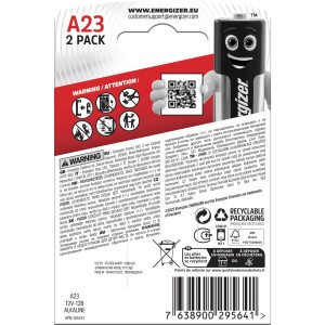 Energizer A23 Alkalická špeciálna batéria, 12V, 2 kusy pre elektronické zariadenia.