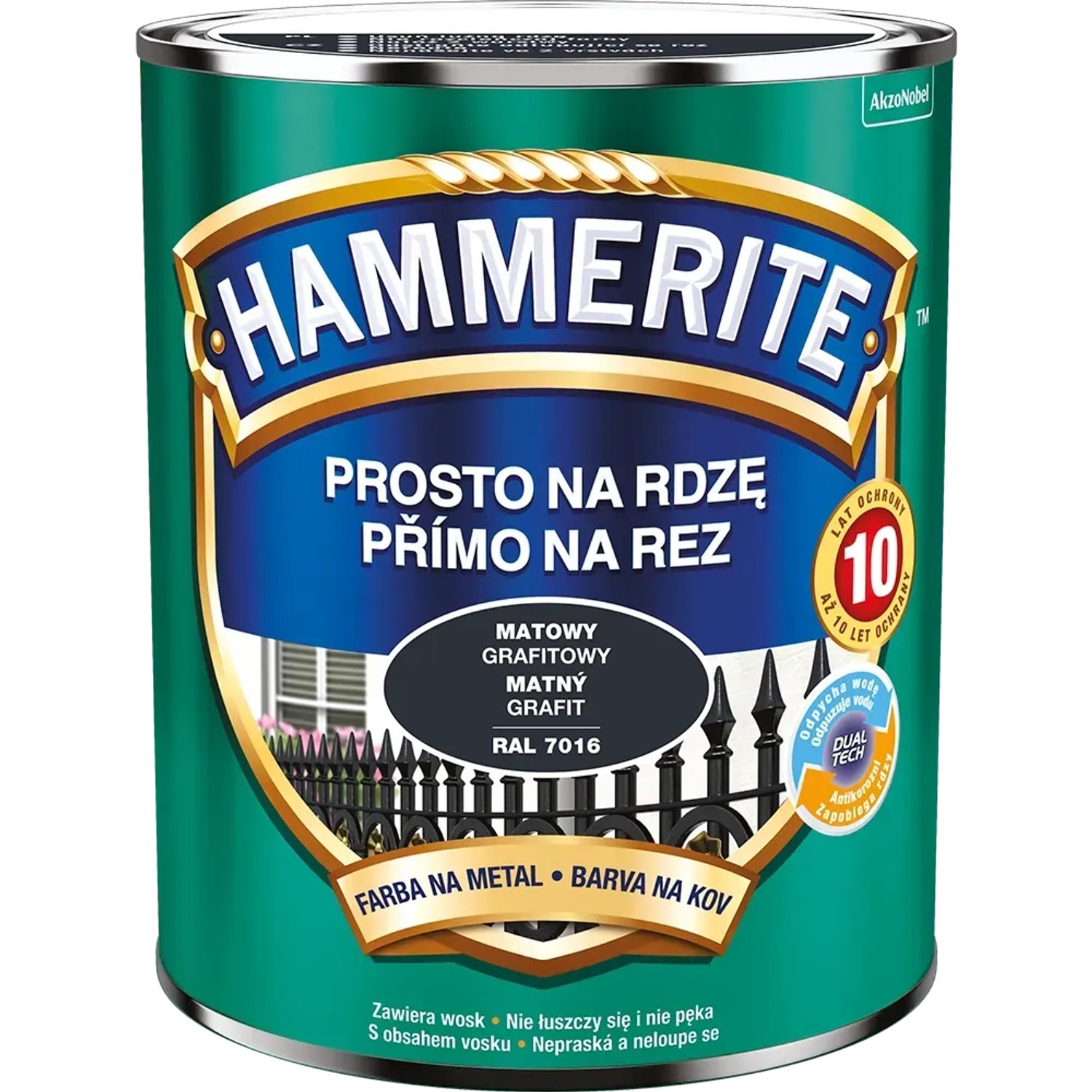 E-shop HAMMERITE Priamo na hrdzu farba na železné kovy matná grafitová 0,7 l