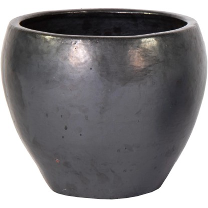 Mega Collections Kvetináč Glazed Belly matná čierna pr. 20 x 18 cm