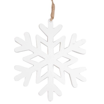 Drevená snehová vločka na zavesenie 15 cm