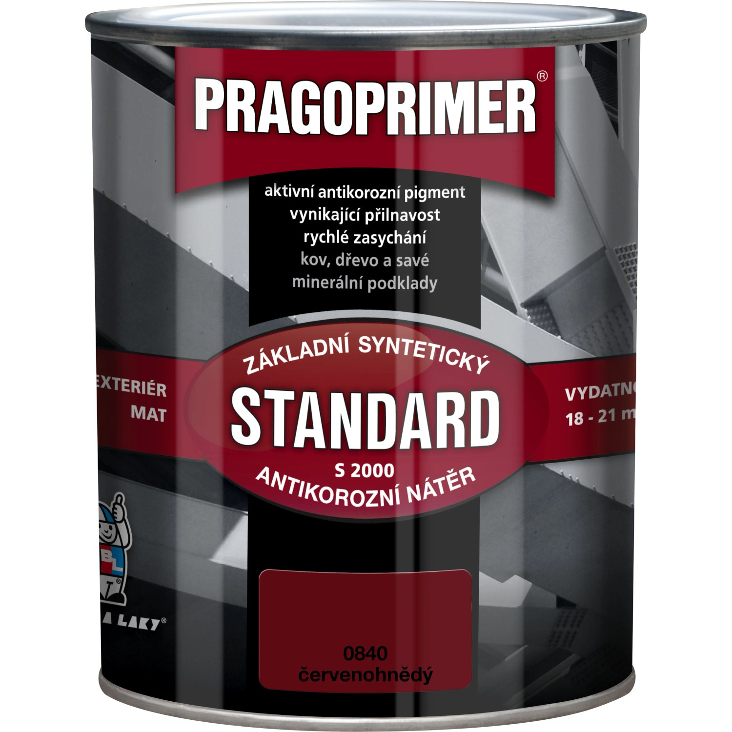 E-shop PRAGOPRIMER Základný antikorózny náter STANDARD S 2000 0840 červenohnedá 600 ml