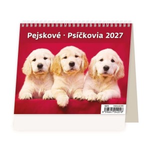 Helma 365 Stolový týždenný kalendár 2027 Psíky 17,1 x 13,9 cm
