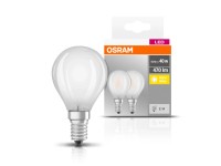 OSRAM LED žiarovka Base Classic P40, E14, 4 W, 470 lm, 2700 K, opálová, 2 ks