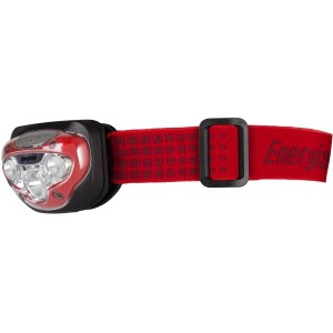 Čelovka Energizer Vision HD s červeným popruhom, 80 lúmenov, vrátane batérií.