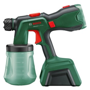 Akumulátorový striekací systém Bosch Advanced-Spray 18 V-500, zeleno-čierny, s priehľadnou nádobou.