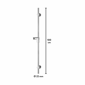Chrómovaná sprchová tyč baliv DST-100.40, 100 cm, s posuvným držiakom pre flexibilnú montáž ručnej sprchy.
