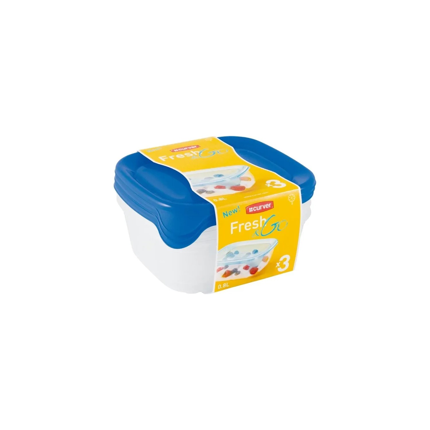 E-shop Curver Fresh & Go Súprava štvorcových nádob na potraviny 3 x 0,8 l